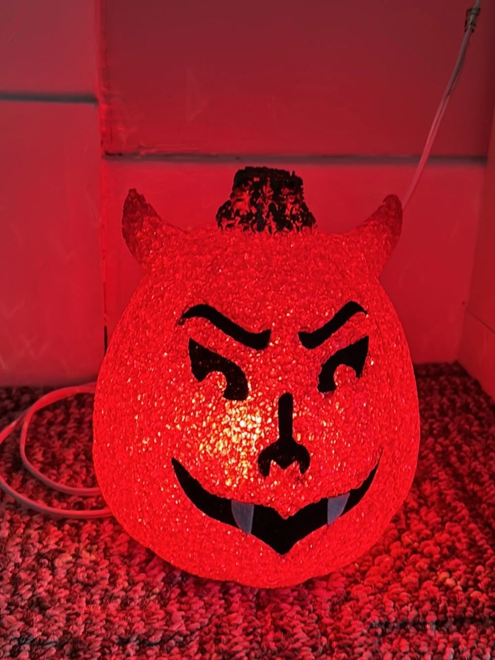 New Red Glitter Devil Pumpkin Accent Light Halloween decoration (plug-in)